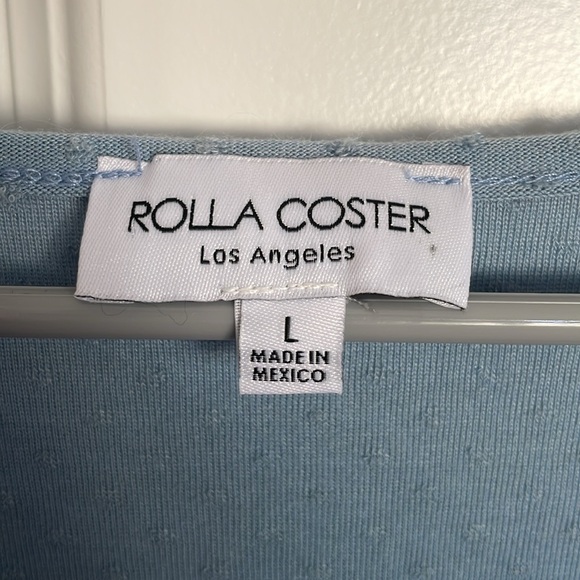 NWOT Blue Mini Dress with Swiss Dots and Bow/Tie, Low Cut - Picture 4 of 5